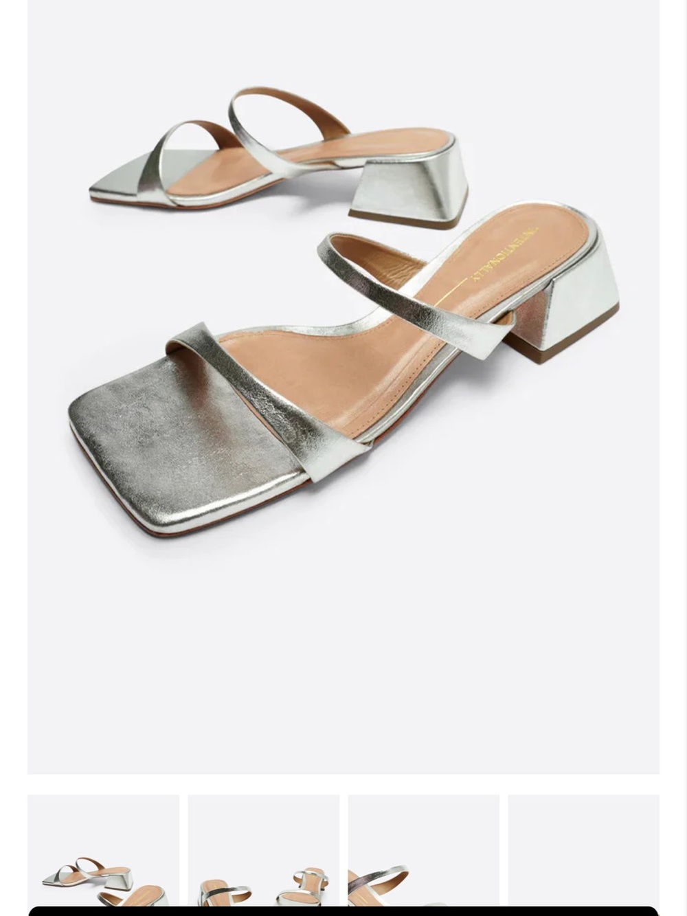 INTENTIONALLY BLANK Silver Double-Strap Block Heel Sandals
